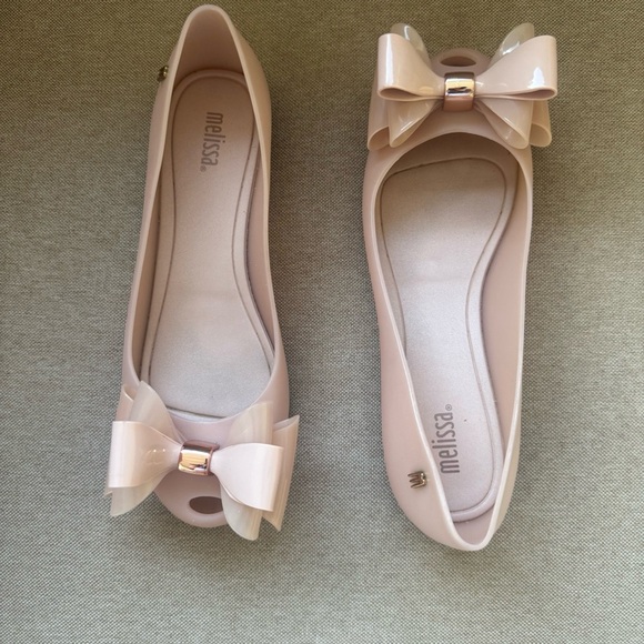Melissa Big Bows Jelly Ballet Flats Blush Pink Size US 8 EU 39 - Picture 2 of 9